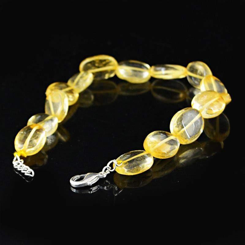 gemsmore:Oval Shape Yellow Citrine Bracelet Untreated Beads