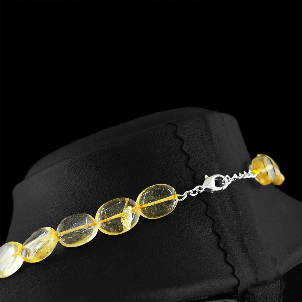 gemsmore:Oval Shape Yellow Citrine Necklace Natural Untreated Beads