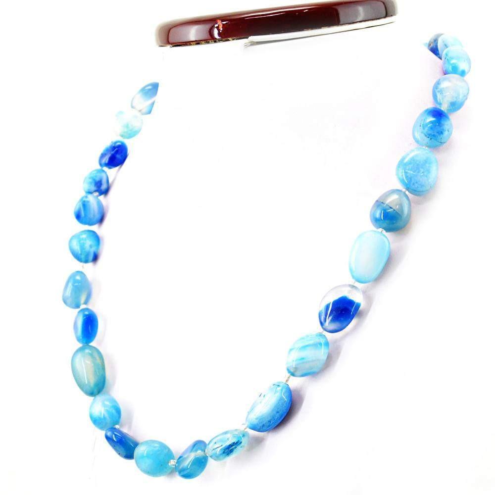 gemsmore:Party Wear Natural Blue Onyx Necklace Untreated Beads