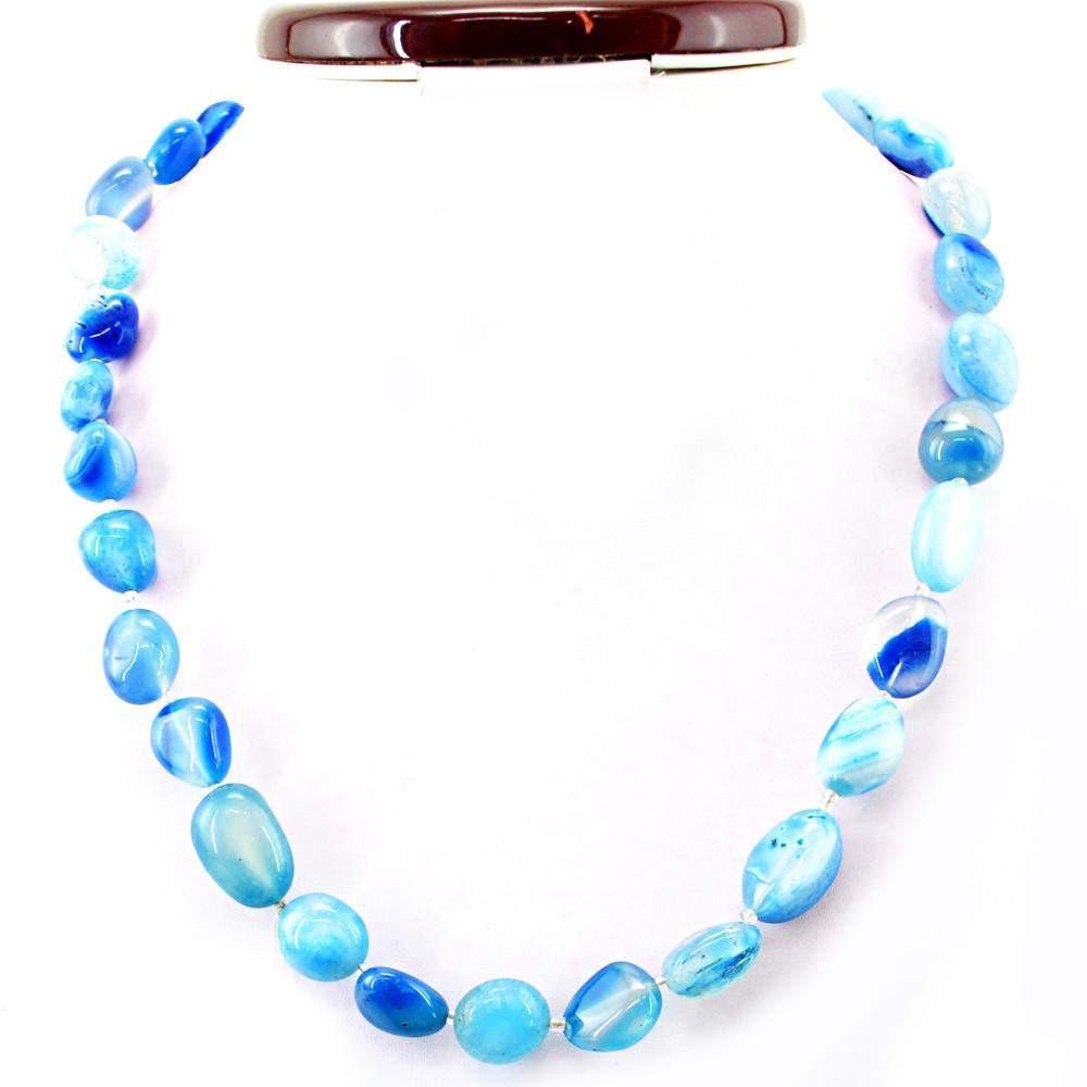 gemsmore:Party Wear Natural Blue Onyx Necklace Untreated Beads