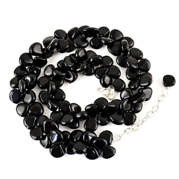 gemsmore:Pear Shape Black Obsidian Necklace Natural Untreated Beads