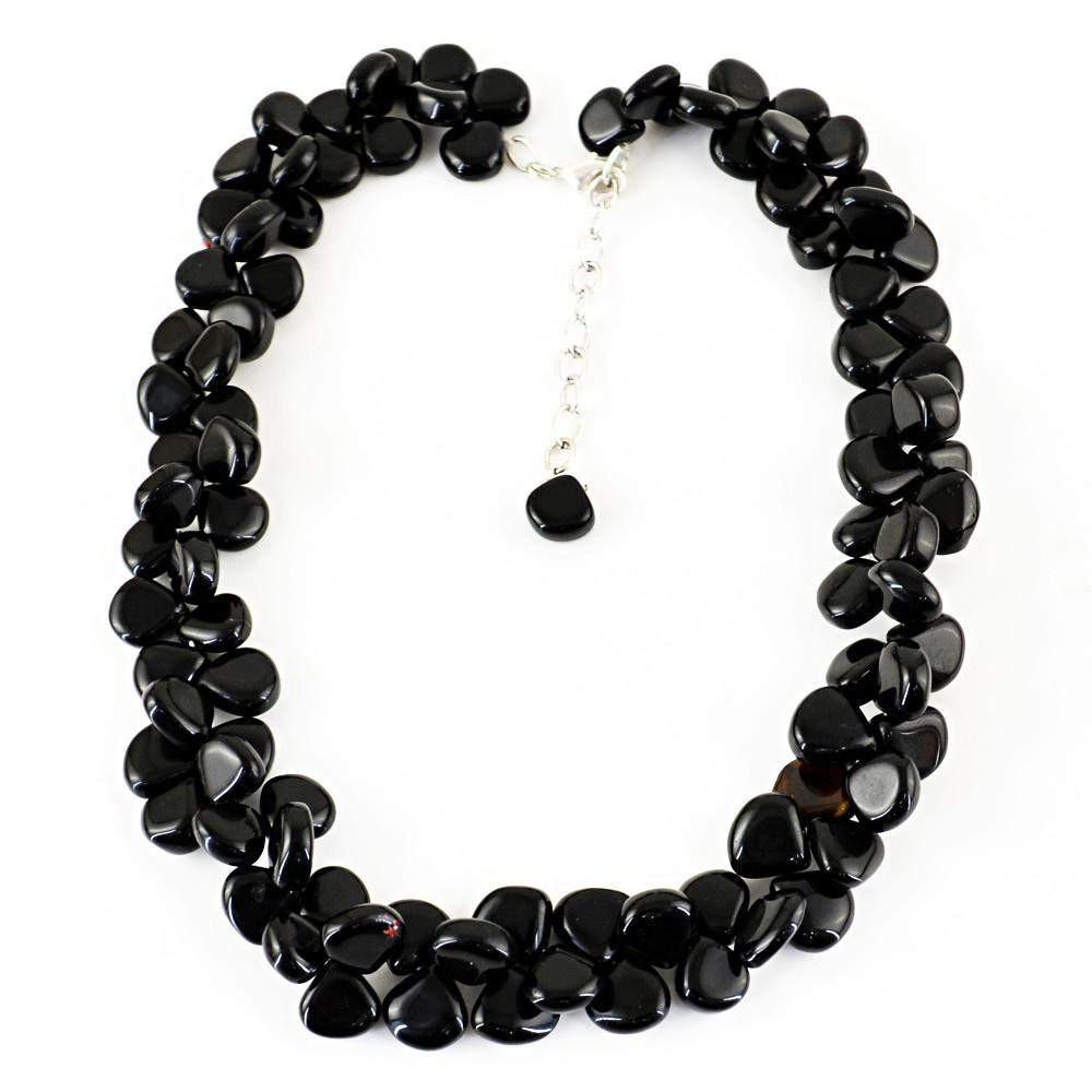 gemsmore:Pear Shape Black Obsidian Necklace Natural Untreated Beads