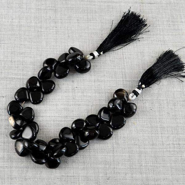 gemsmore:Pear Shape Black Spinel Beads Strand Natural Drilled