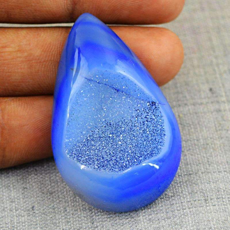 gemsmore:Pear Shape Blue Druzy Onyx Gemstone Natural Untreated