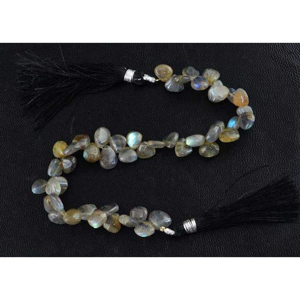 gemsmore:Pear Shape Blue Flash Labradorite Beads Strand - Natural Drilled