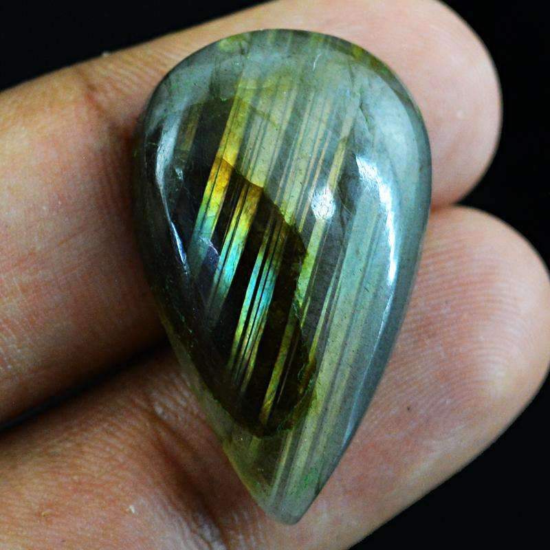 gemsmore:Pear Shape Blue & Golden Labradorite Gemstone - Natural Untreated