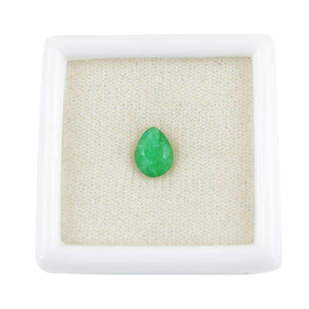 gemsmore:Pear Shape Green Emerald Gemstone Earth Mined Faceted