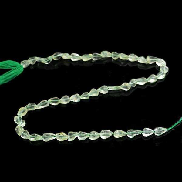 gemsmore:Pear Shape Green Fluorite Beads Strand Natural Drilled