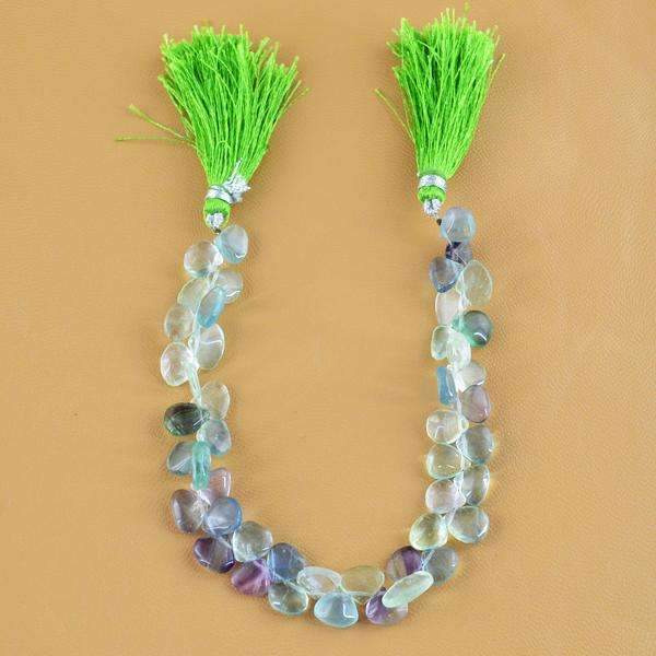 gemsmore:Pear Shape Multicolor Fluorite Beads Strand - Natural Drilled