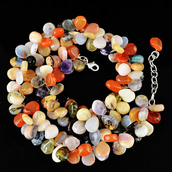gemsmore:Pear Shape Multicolor Multi Gemstone Necklace Natural Untreated Beads
