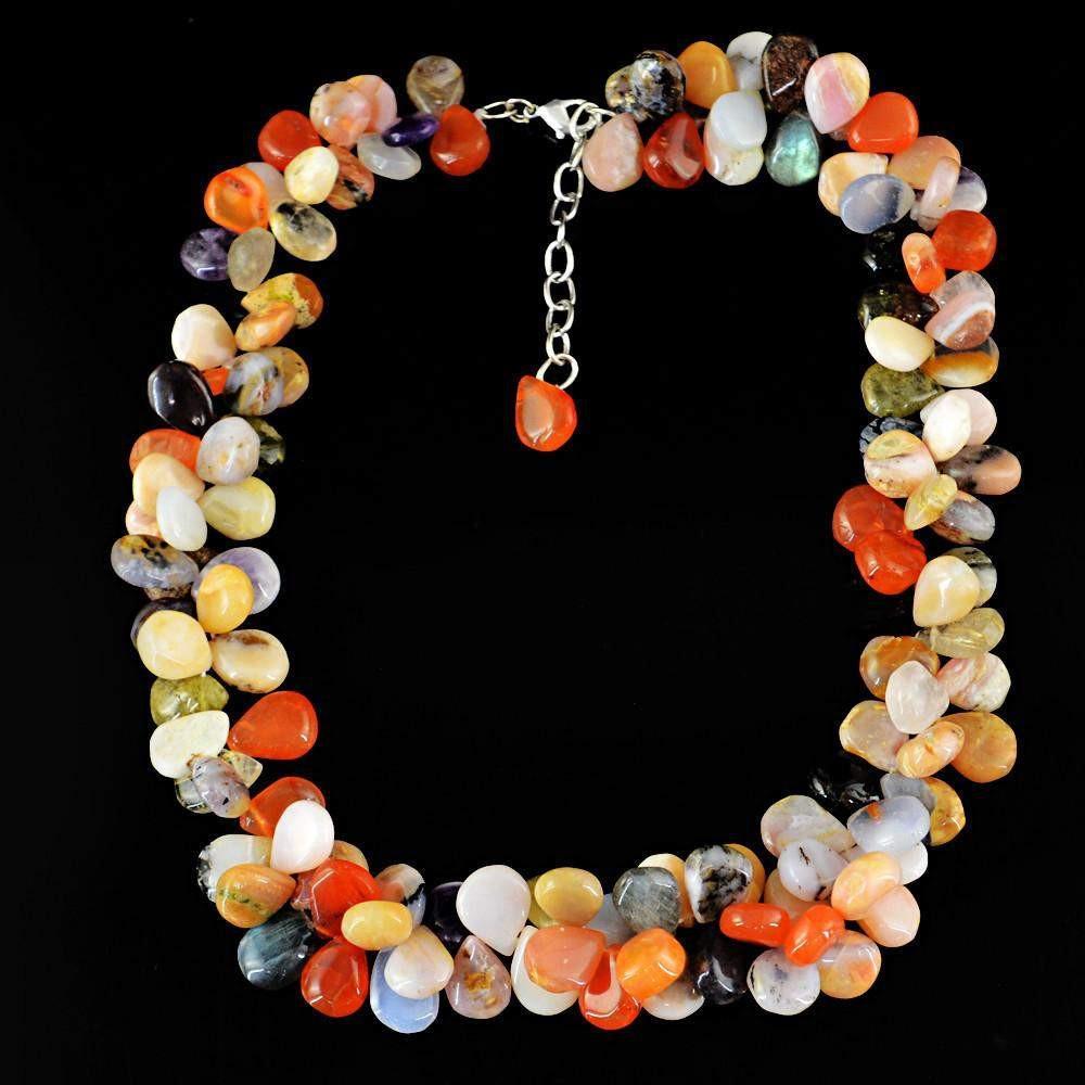 gemsmore:Pear Shape Multicolor Multi Gemstone Necklace Natural Untreated Beads