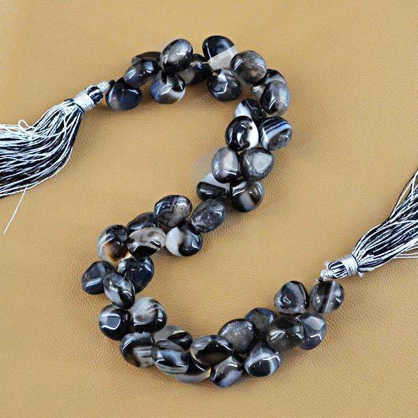 gemsmore:Pear Shape Onyx Beads Strand - Natural Drilled