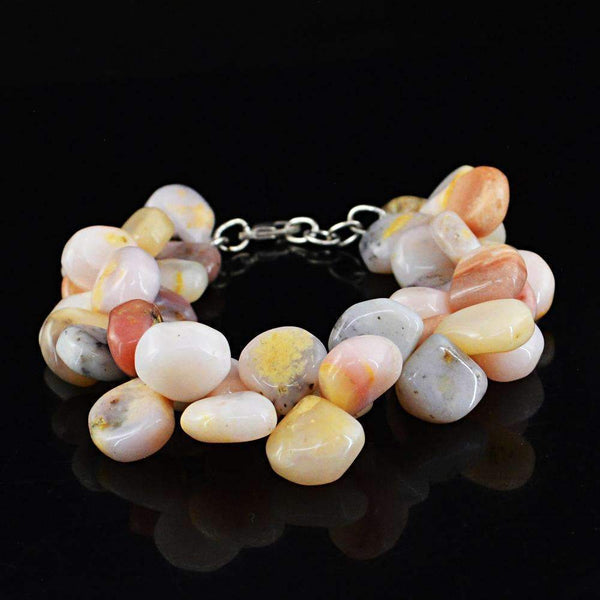 gemsmore:Pear Shape Pink Australian Opal Bracelet Natural Untreated Beads