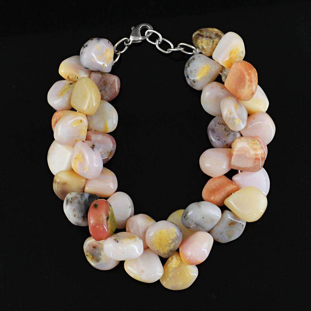 gemsmore:Pear Shape Pink Australian Opal Bracelet Natural Untreated Beads