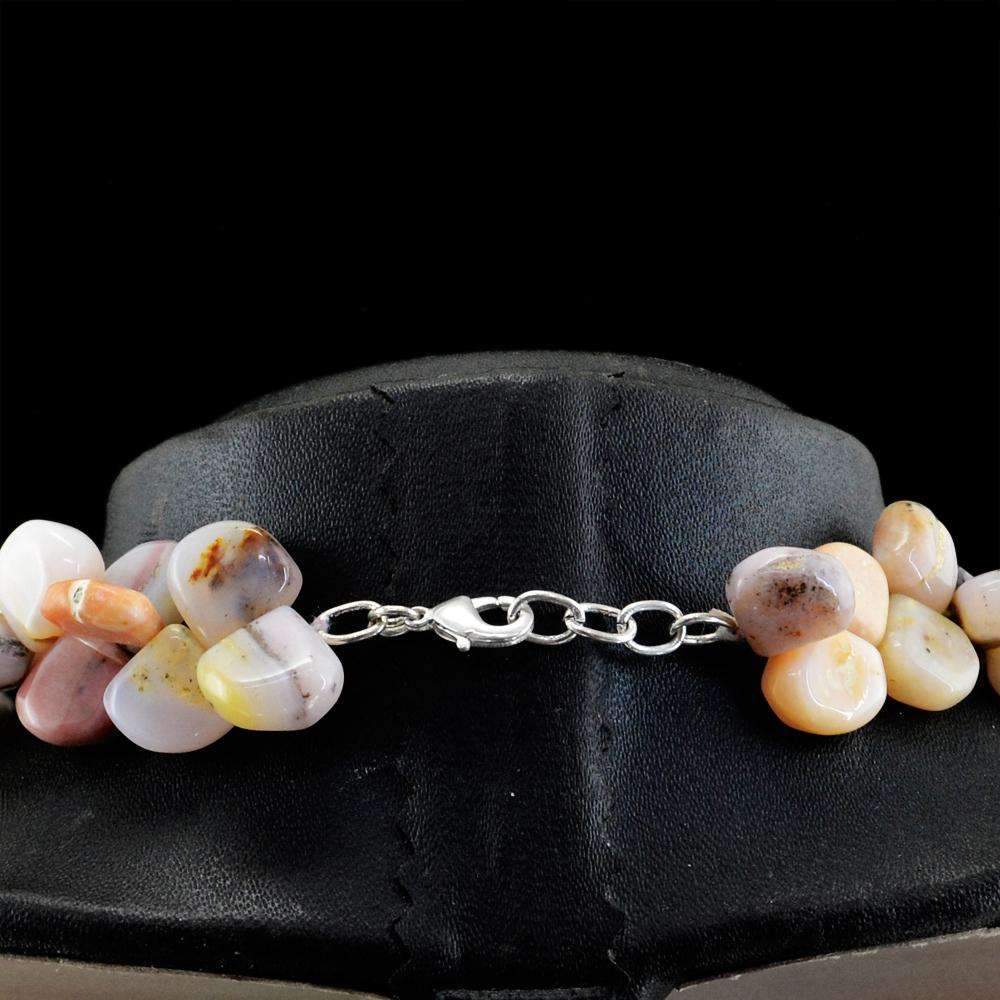 gemsmore:Pear Shape Pink Australian Opal Necklace Natural Untreated Beads