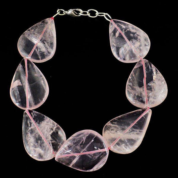 gemsmore:Pear Shape Pink Rose Quartz Beads Bracelet Natural Untreated
