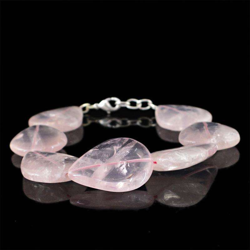 gemsmore:Pear Shape Pink Rose Quartz Beads Bracelet Natural Untreated