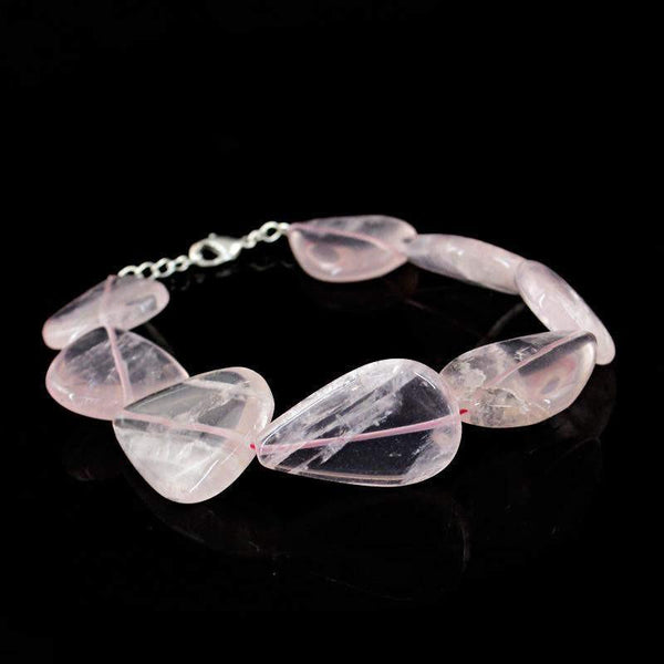 gemsmore:Pear Shape Pink Rose Quartz Bracelet Natural Untreated Beads