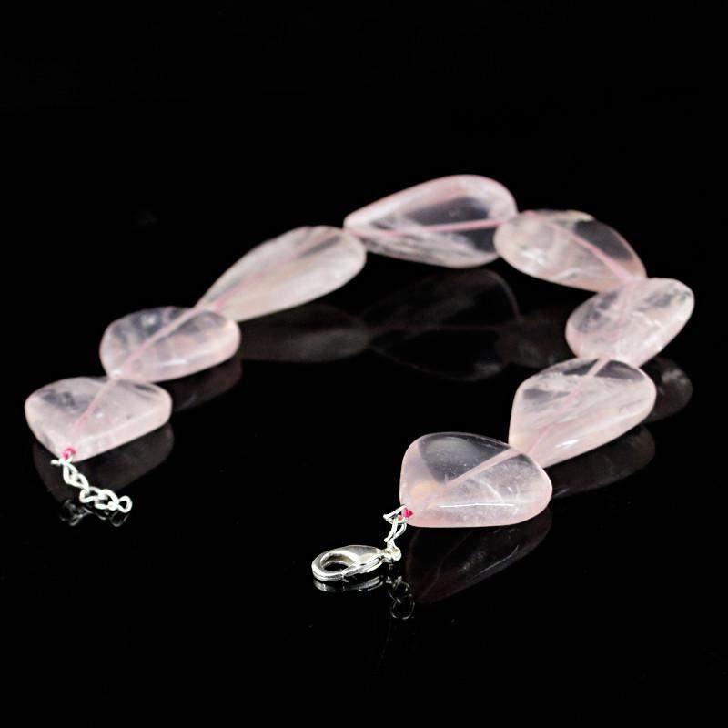 gemsmore:Pear Shape Pink Rose Quartz Bracelet Natural Untreated Beads