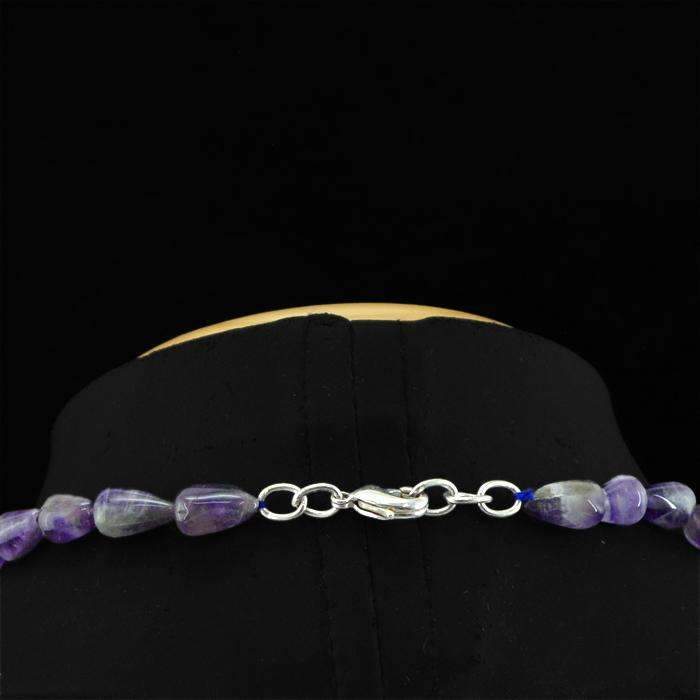 gemsmore:Pear Shape Purple Amethyst Necklace Natural Untreated Beads