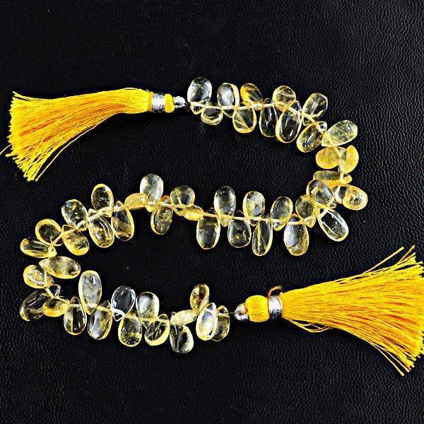 gemsmore:Pear Shape Yellow Citrine Beads Strand - Natural Drilled