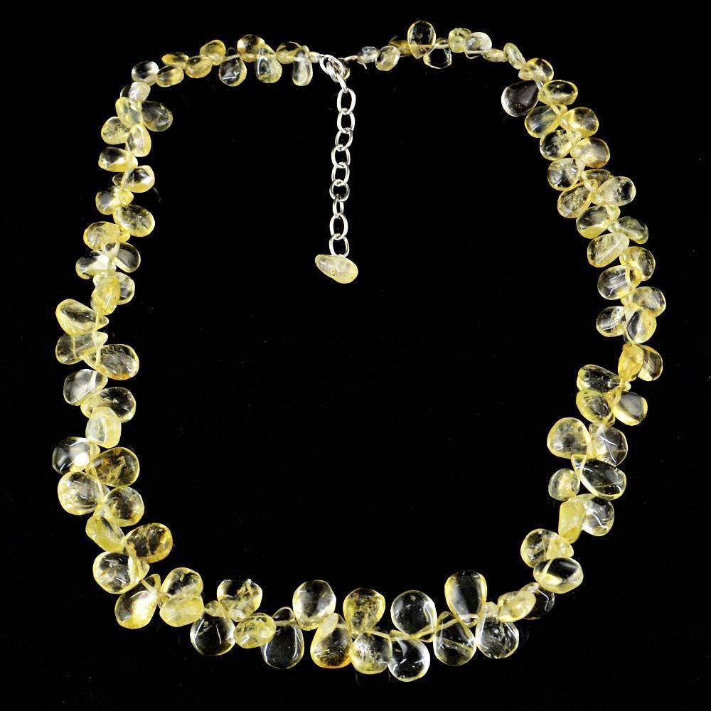 gemsmore:Pear Shape Yellow Citrine Necklace Natural Untreated Beads
