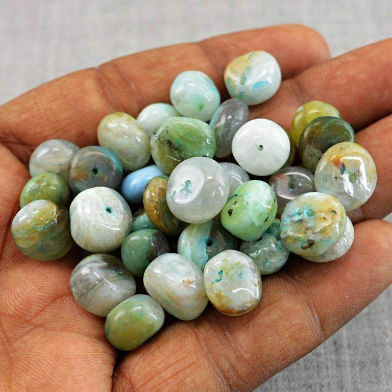 gemsmore:Peruvian Opal Beads Lot Natural Drilled Round Shape