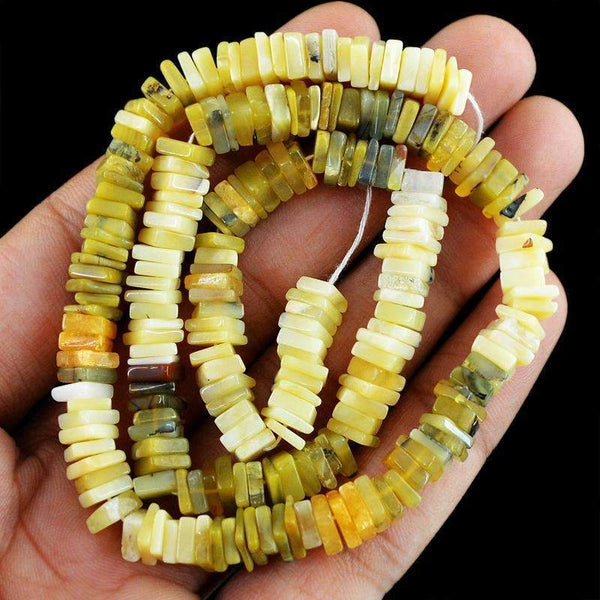 gemsmore:Peruvian Opal Drilled Beads Strand Natural Untreated