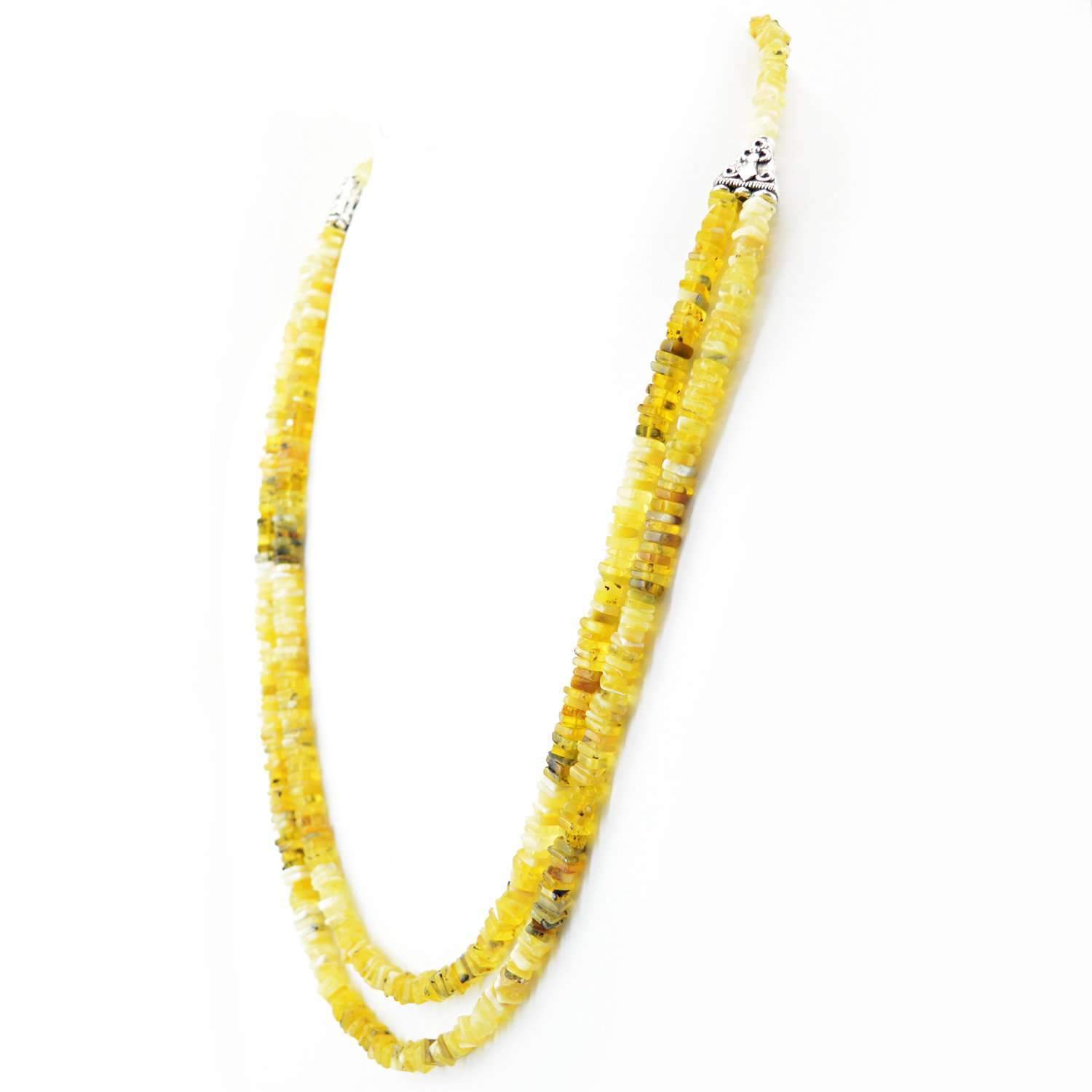 gemsmore:Peruvian Opal Necklace Natural 2 Strand Genuine Beads - Best Quality