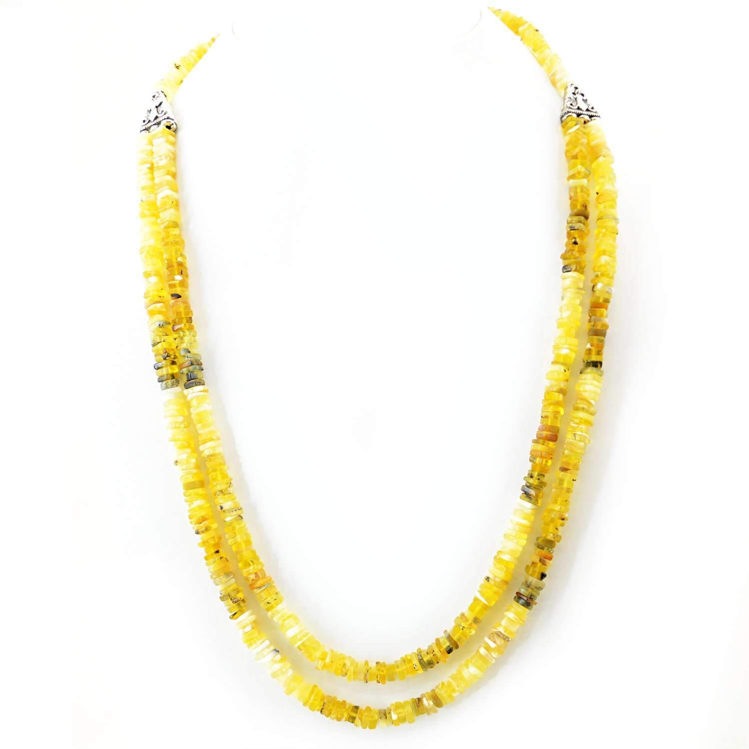 gemsmore:Peruvian Opal Necklace Natural 2 Strand Genuine Beads - Best Quality
