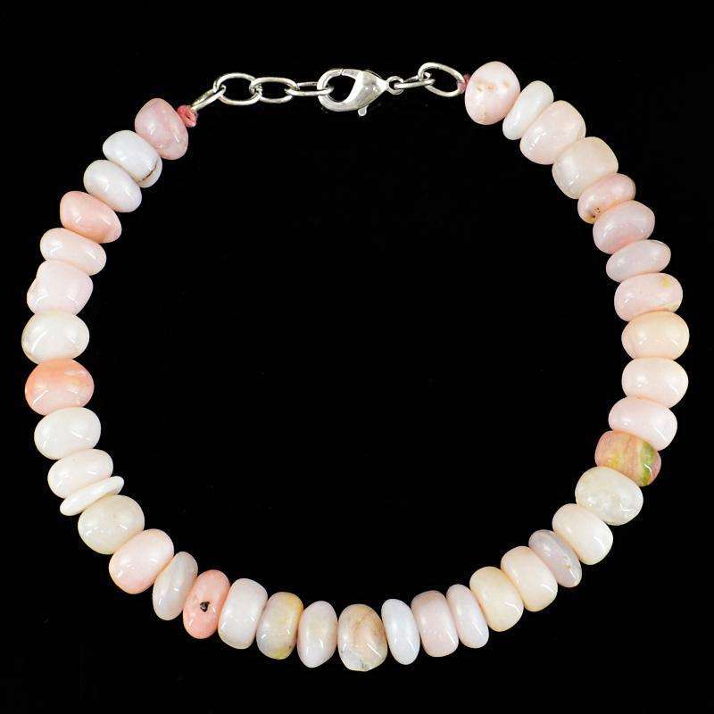 gemsmore:Pink Australian Opal Beads Bracelet Natural Round Shape