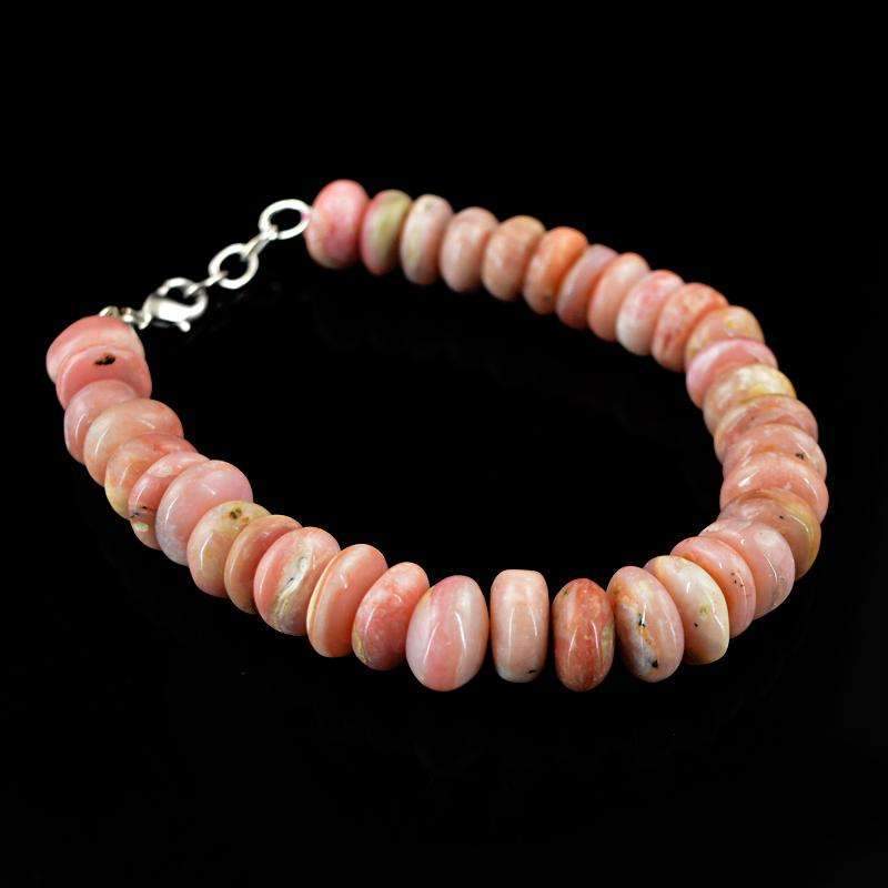 gemsmore:Pink Australian Opal Beads Bracelet Natural Round Shape