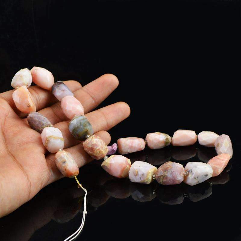 gemsmore:Pink Australian Opal Beads Strand - Natural Faceted Drilled