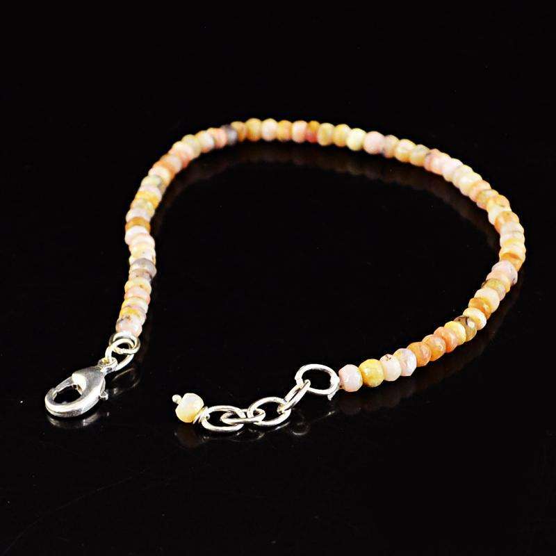 gemsmore:Pink Australian Opal Bracelet Natural Faceted Round Shape Beads