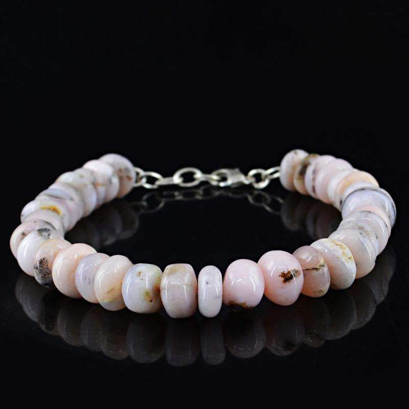 gemsmore:Pink Australian Opal Bracelet Natural Round Shape Beads