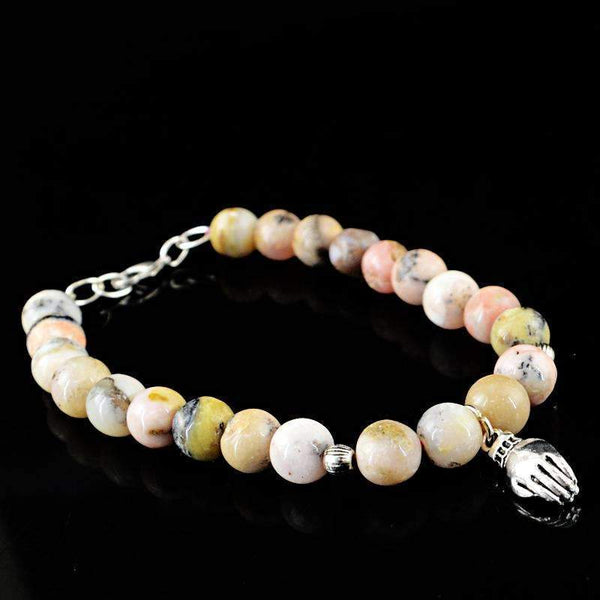 gemsmore:Pink Australian Opal Charm Beads Bracelet - Natural Round Shape