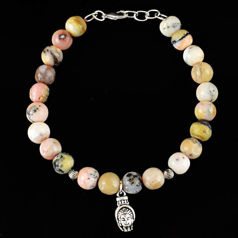 gemsmore:Pink Australian Opal Charm Beads Bracelet - Natural Round Shape