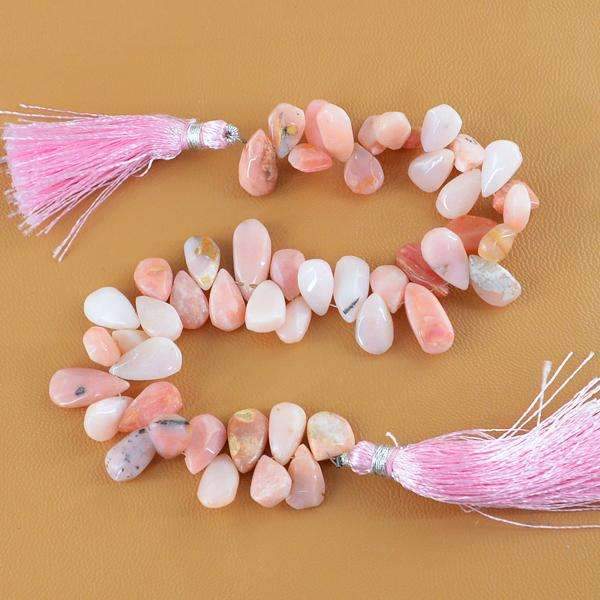 gemsmore:Pink Australian Opal Drilled Beads Strand - Natural Pear Shape