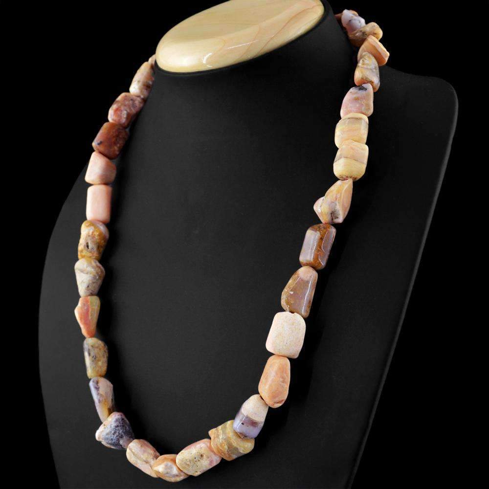 gemsmore:Pink Australian Opal Necklace - Natural Single Strand Untreated Beads