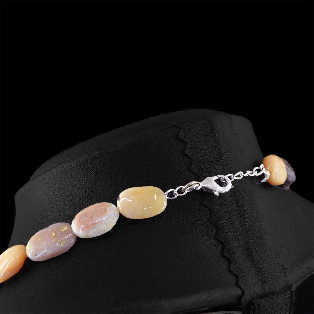 gemsmore:Pink Australian Opal Necklace Natural Untreated Oval Shape Beads