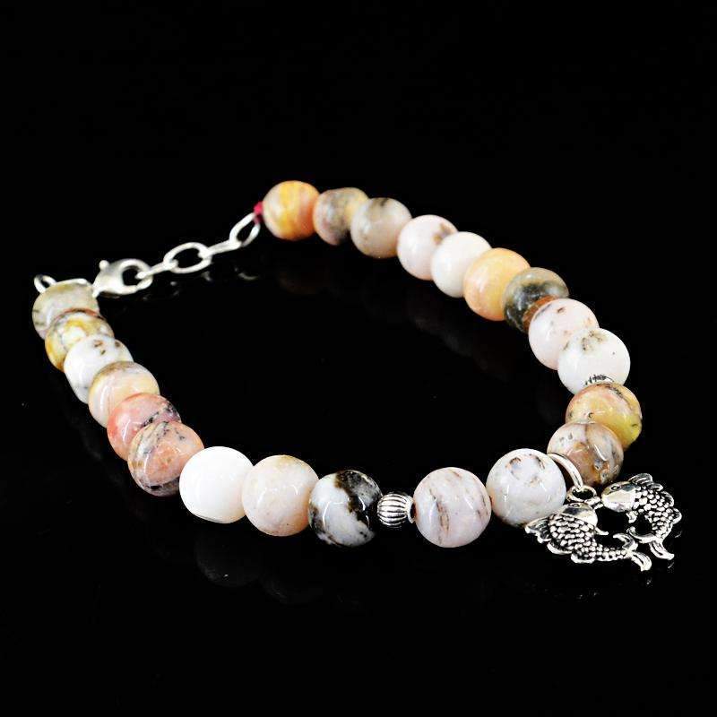 gemsmore:Pink Australian Opal Round Beads Bracelet Natural Untreated Beads