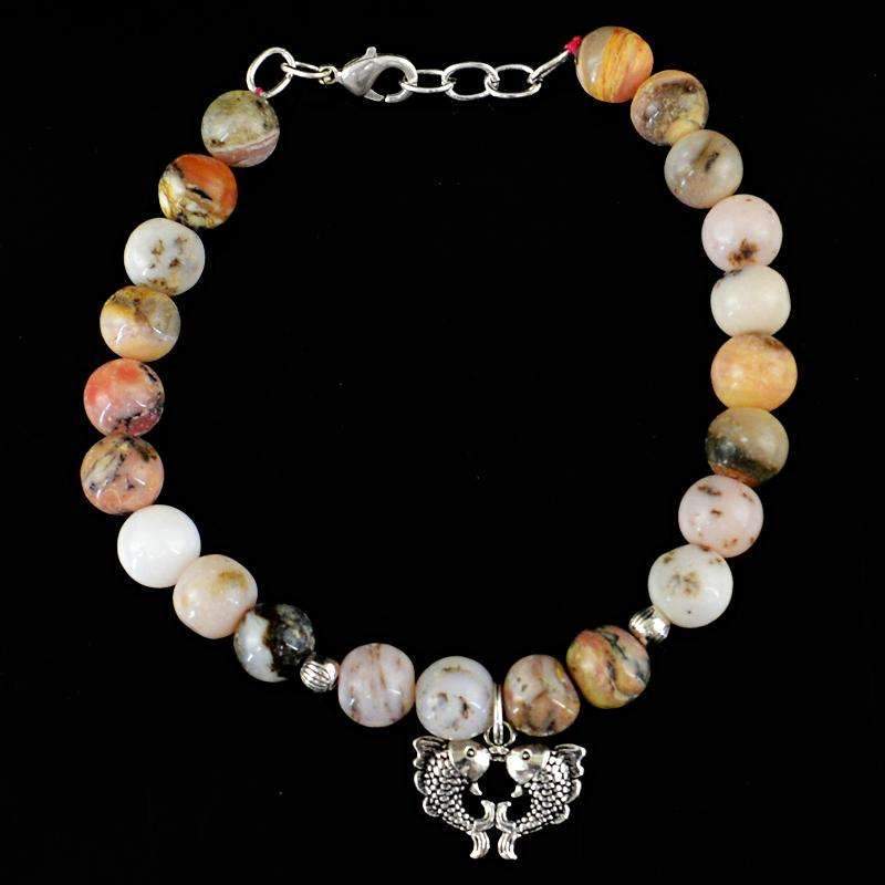 gemsmore:Pink Australian Opal Round Beads Bracelet Natural Untreated Beads