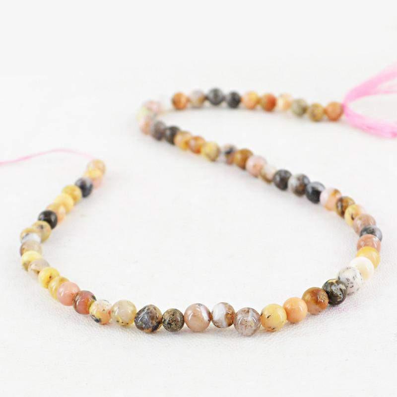 gemsmore:Pink Australian Opal Strand Natural Untreated Round Shape Beads