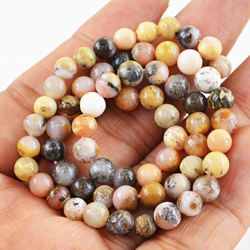 gemsmore:Pink Australian Opal Strand Natural Untreated Round Shape Beads