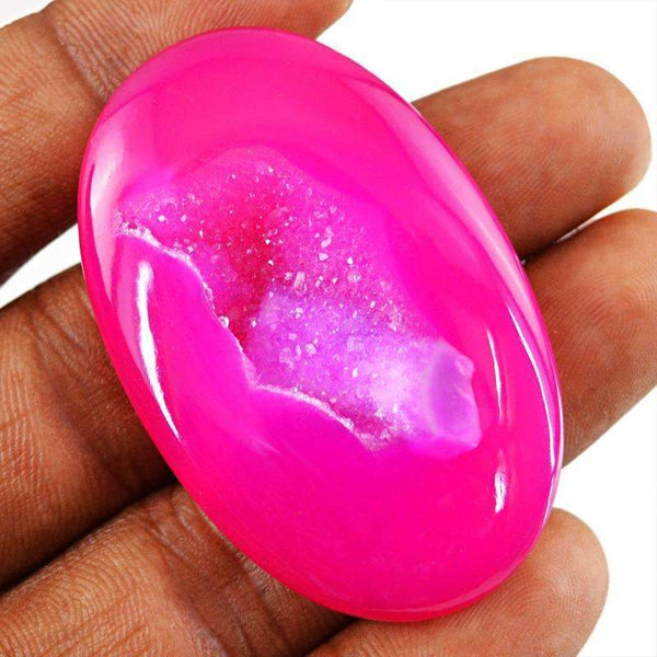 gemsmore:Pink Druzy Onyx Gemstone Natural Oval Shape