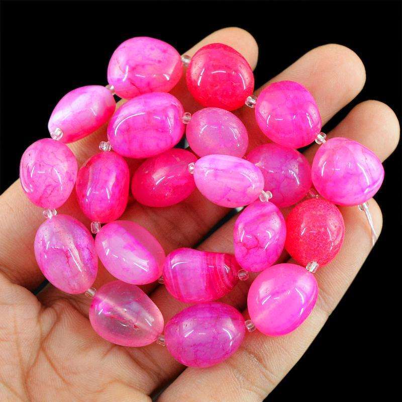 gemsmore:Pink Onyx Beads Strand - Natural Untreated Drilled