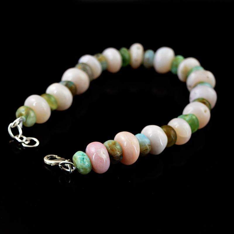 gemsmore:Pink Opal & Peruvian Opal Bracelet - Natural Round Shape Beads