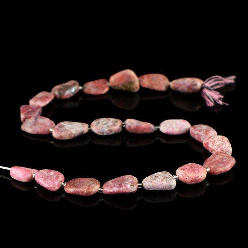 gemsmore:Pink Rhodonite Beads Strand Natural Untreated Drilled