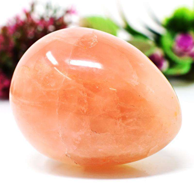 gemsmore:Pink Rose Quartz Artisian Carved Healing Egg SIR