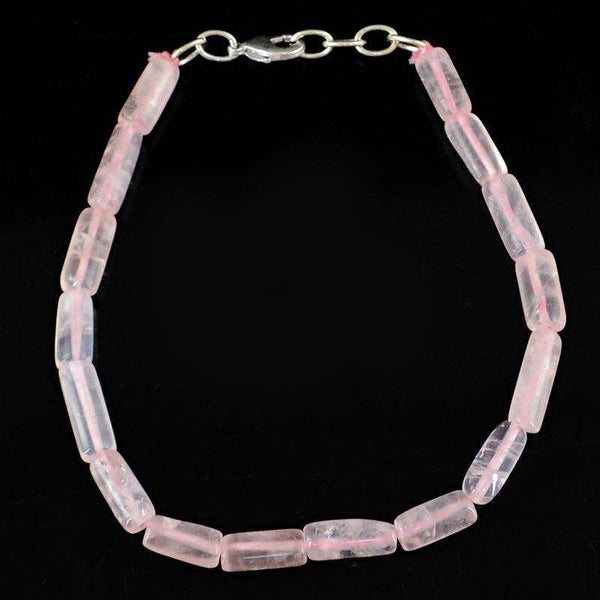 gemsmore:Pink Rose Quartz Beads Bracelet Natural Untreated